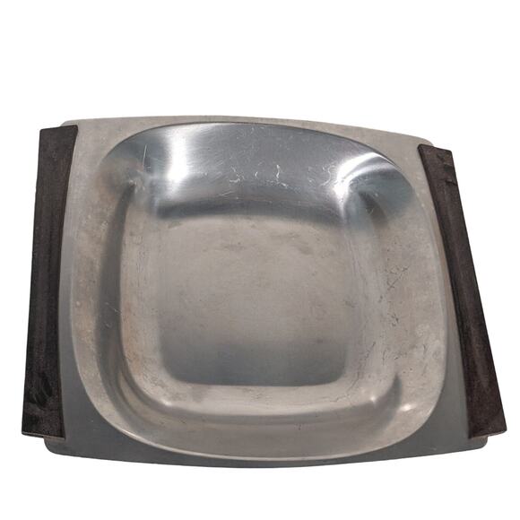 VTG Stainless Steel Teakwood MCM Tray Serving Handles Danish Modern 18/8 Denmark - Picture 9 of 10